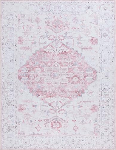 Miniatura 2 de SAFAVIEH Tucson Collection - Alfombra de área de 8 x 10 pies, color beige y óxido, diseño persa, no desprende pelusa, lavable a máquina y