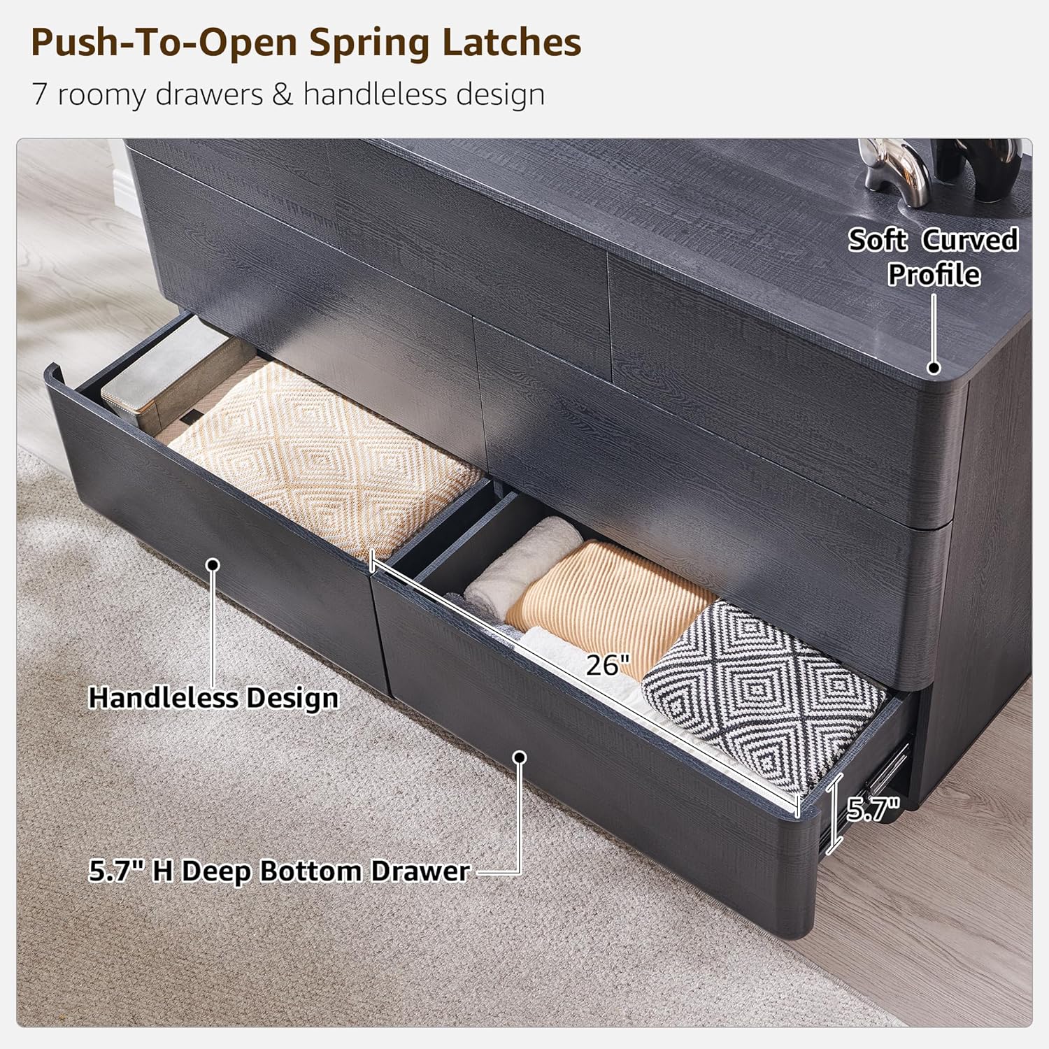 ACCOHOHO Modern 7 Drawer Dresser for Bedroom, 52