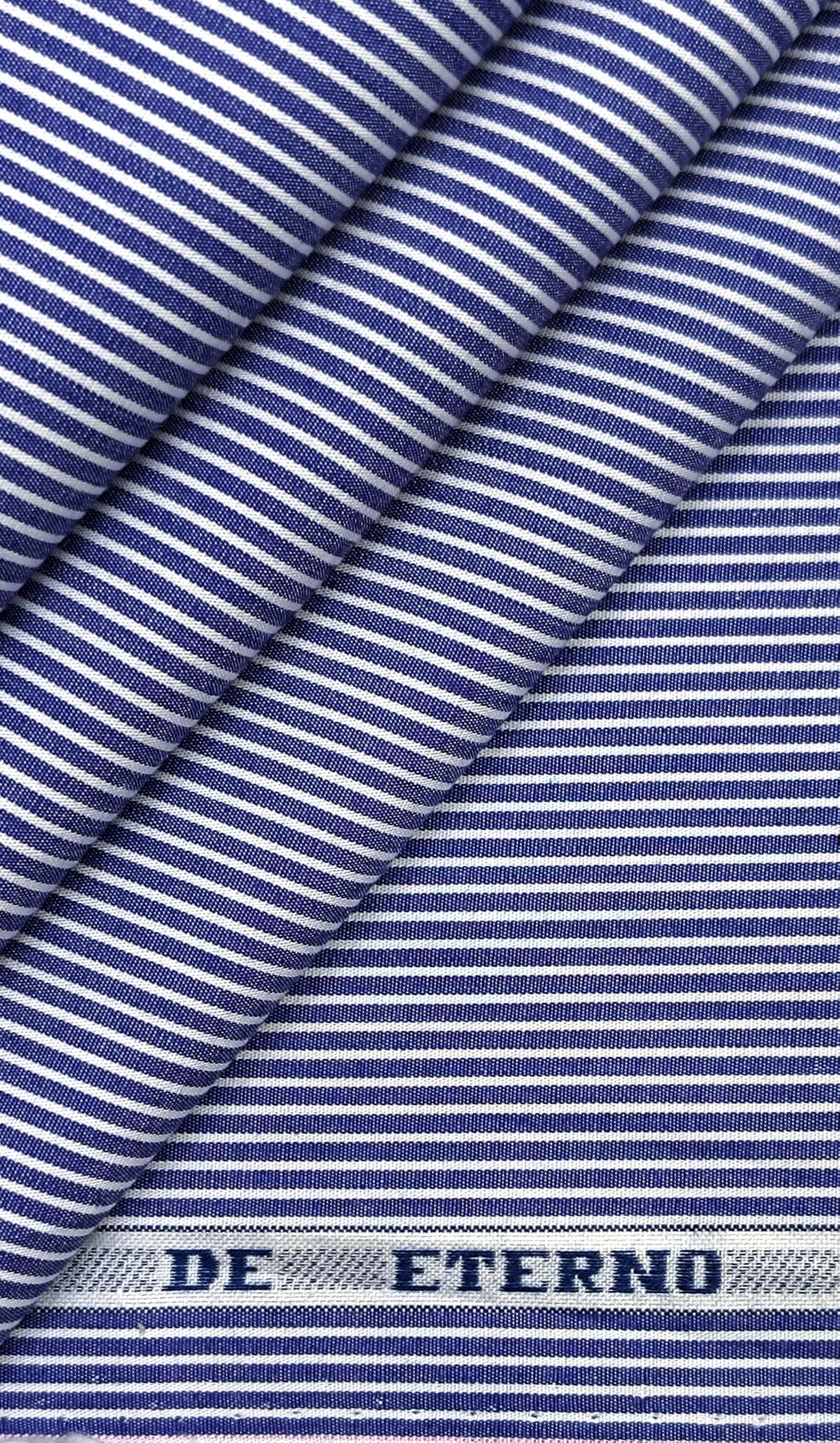 raymond Sky Blue Striped Cotton Shirting Fabric, Fine & Soft, Formal Wear (1.70 Meter Cut)-picture-12