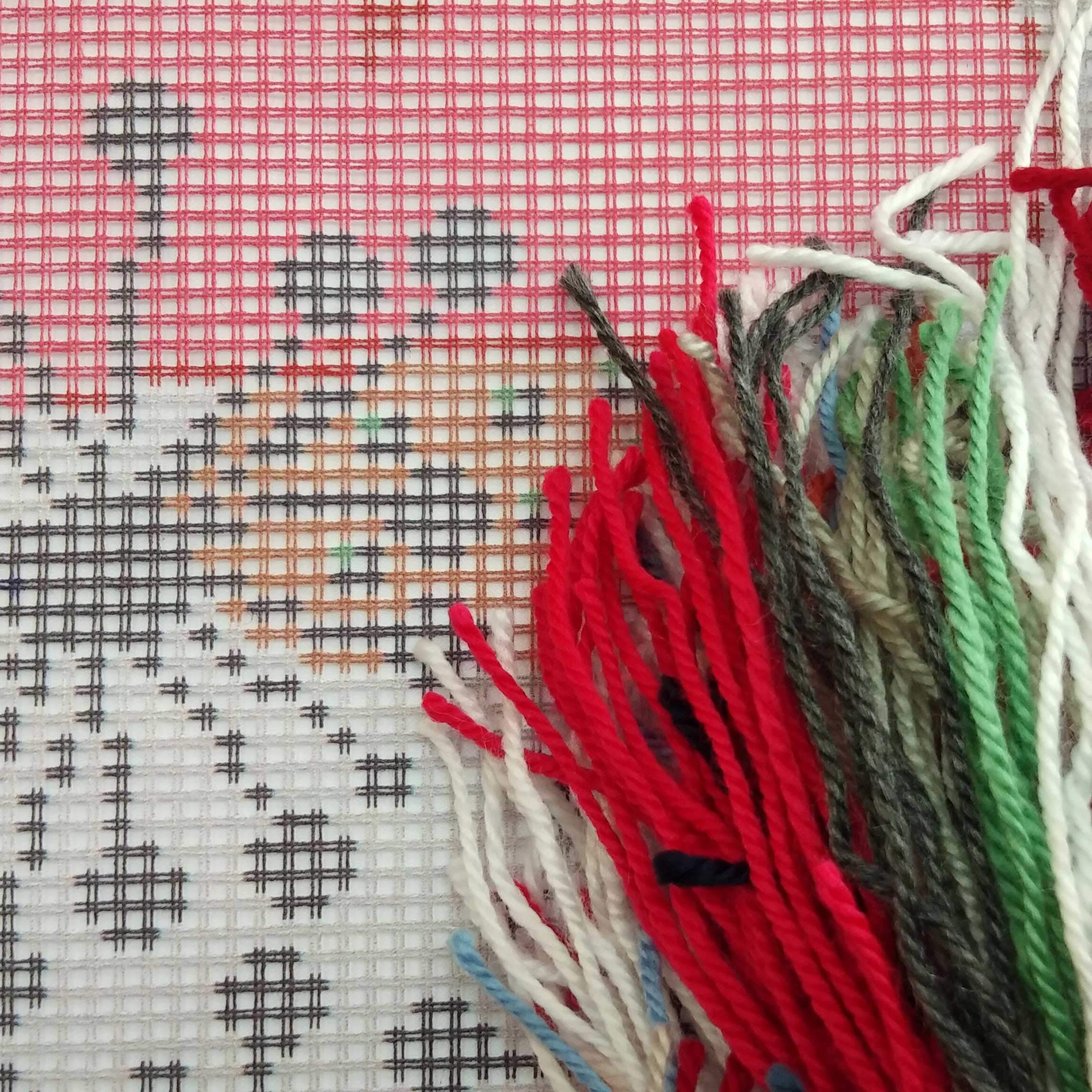 Brvsk Abstract Embroidery Kit for Adults and Beginners — Flowerish Mood 16??×?16? with Clear, Precise Printed Design on Cotton Canvas; Includes 2 Needles, Yarn, and Easy-Read Chart
