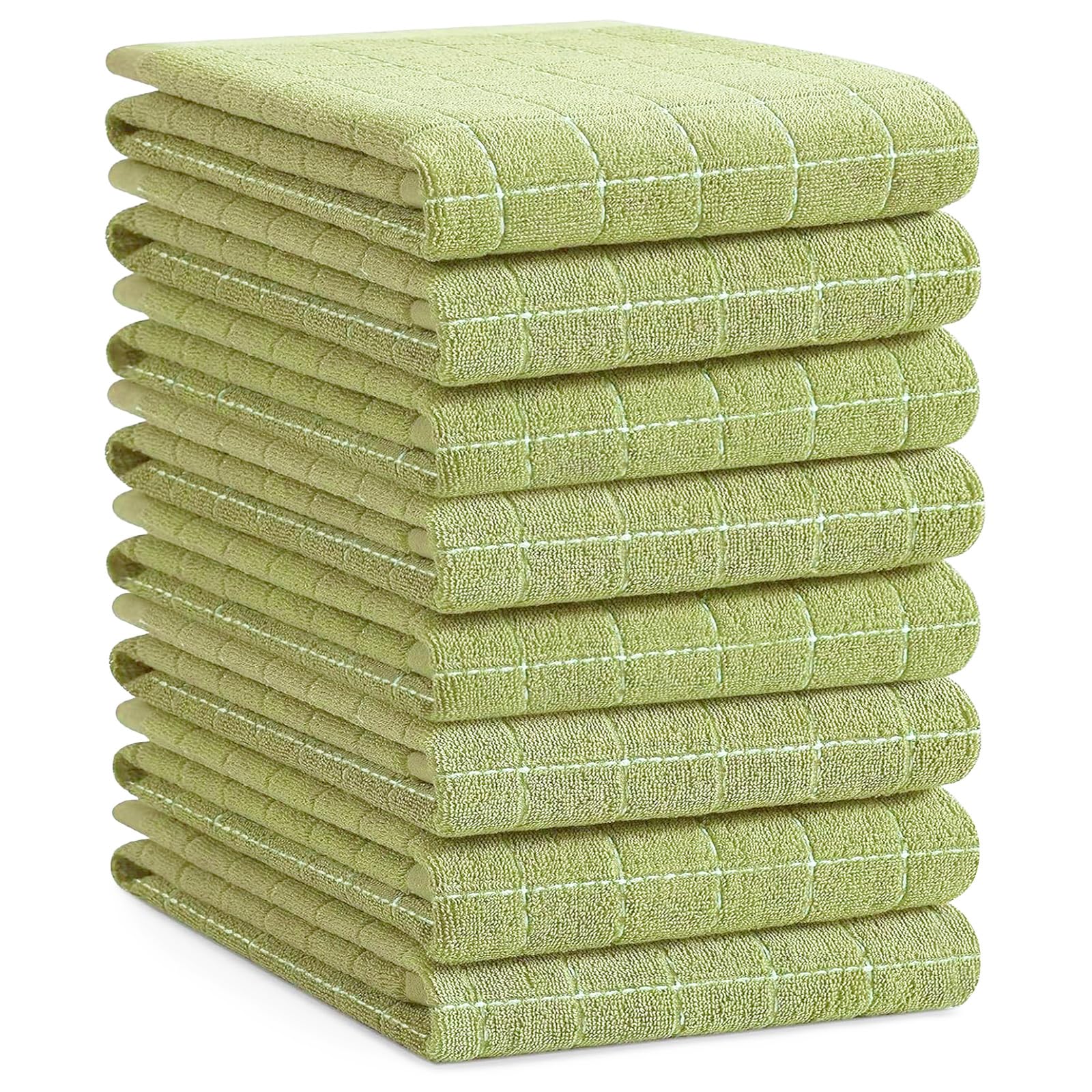 Homaxy 100% Cotton Terry Kitchen Towels, Large 8 Pack, Sage Green | Ultra Soft and Absorbent Dish Towels for Kitchen, Suitable for Drying and Washing Dishes