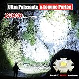 Shadowhawk Lampe Torche LED Ultra Puissante, 50,000 Lumens XHP70.2 Lampe de Poche Rechargeable, Lampe IP67 Étanche, 5 Modes D'éclairage pour Camping Randonnée Urgence - 2