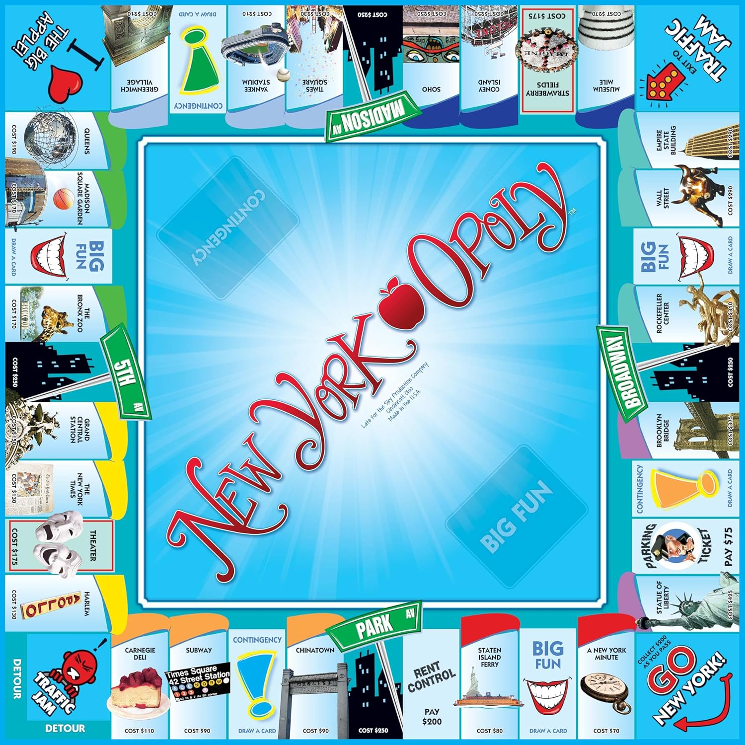 Late for The Sky New York Opoly – Property Trading Family Board Game, 2–6 Players, NYC Landmarks, Educational City Theme, Fast Play 60-Minute Option, Ages 8+, Great Gift & Souvenir