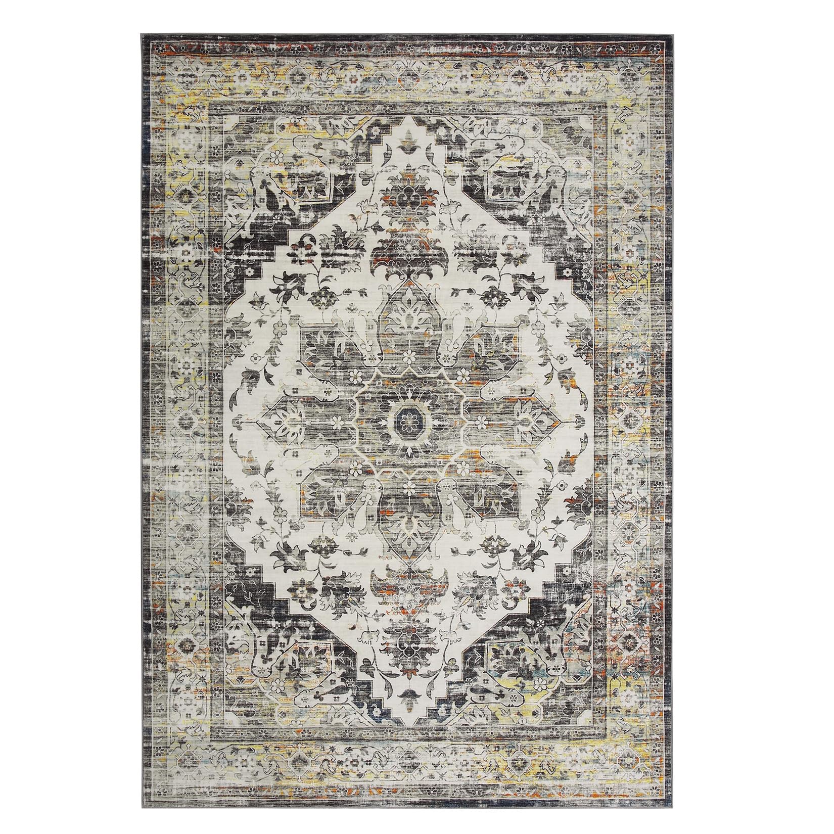 Garvee Washable Runner Rug 2x6 Feet Non-Slip Non-Shedding Persian Hallway Runner, Stain Resistant Vintage Distressed Kitchen Mat Laundry Entryway Carpet Runner for Doorway Bedside, Grey