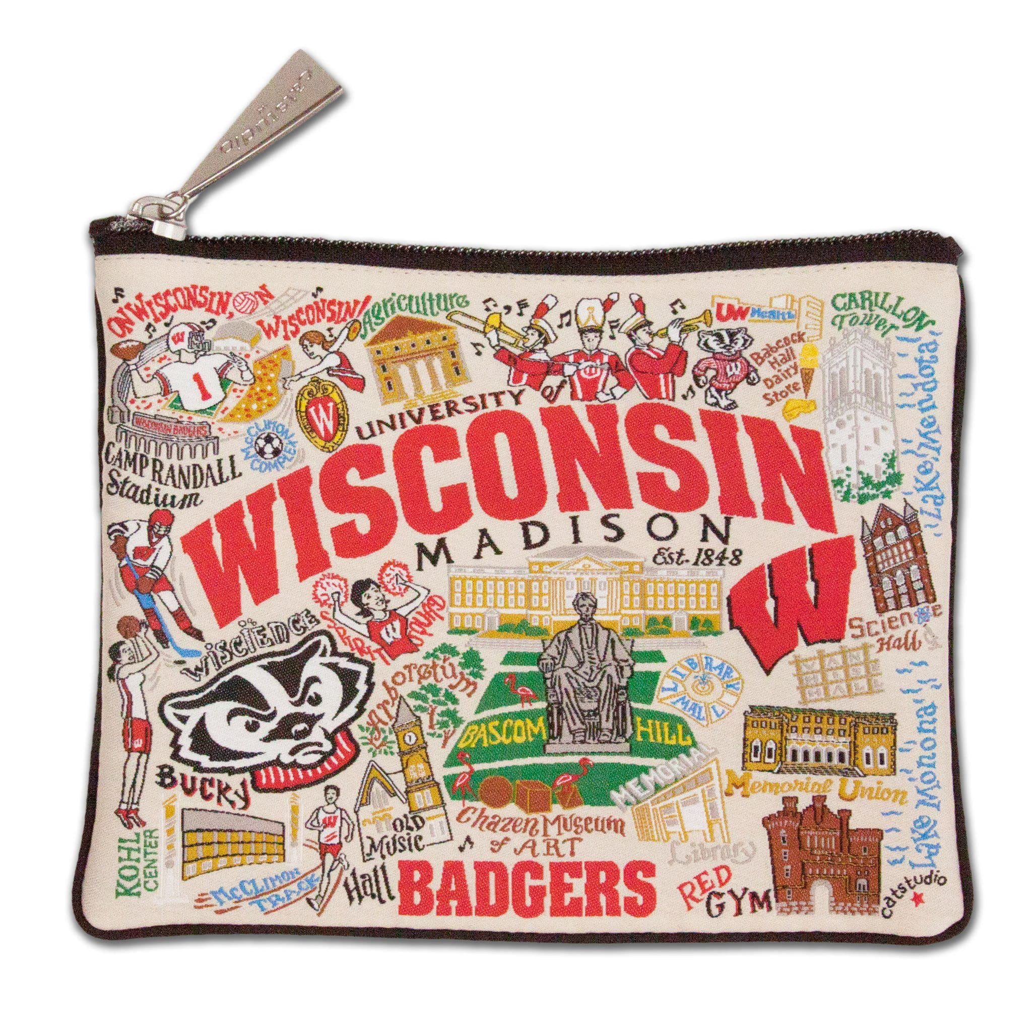 Catstudio Zipper Pouch, University of Wisconsin Madison Travel Toiletry Bag, 5 x 7", Ideal Makeup Bag, Dog Treat Pouch, or Purse to Organize Supplies
