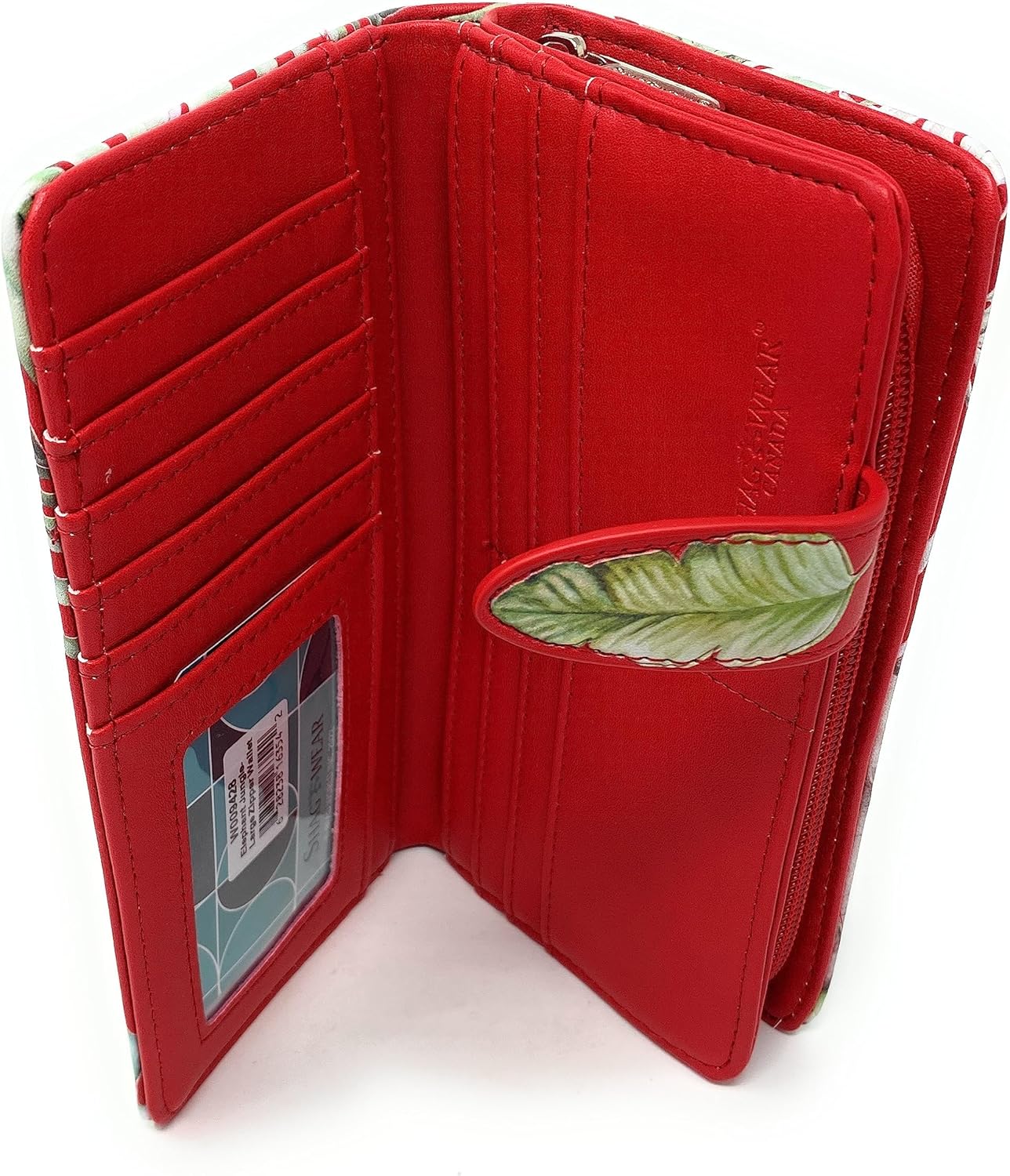 Shag Wear Elephant Jungle Large Animal Wallet for Women and Teen Girls Vegan Faux Leather 7" Red