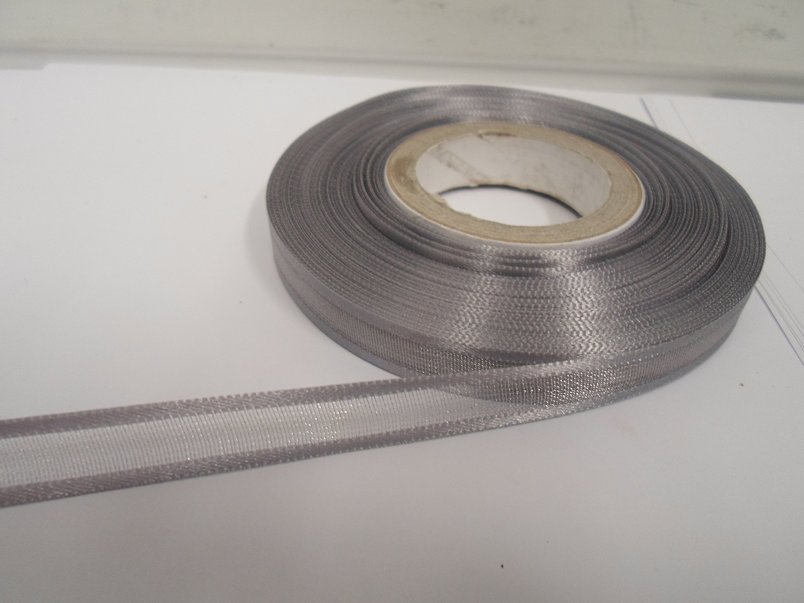 Beautiful Ribbon Silver 2 Metres (Cut From Reel) X 10Mm Edged Organza Ribbon Smoky Dark Dark Grey Double Sided Satin Edge Sheer 10 Mm 3/8" 1Cm