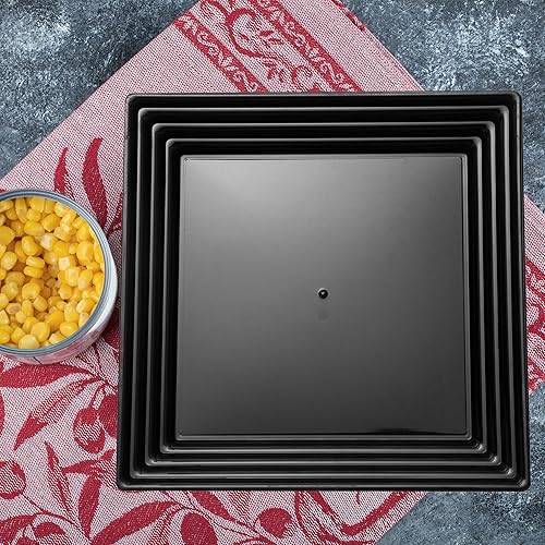 Miniatura 7 de Smarty Had A Party Bandeja de plástico desechable para servir 24 piezas, platos cuadrados pesados de 12 pulgadas para aperitivos, bodas, cumpleaños