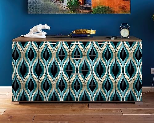 Miniatura 5 de FLFK Papel tapiz bohemio para despegar y pegar, removible con rayas onduladas para sala de estar, dormitorio, cocina, oficina, decoración de