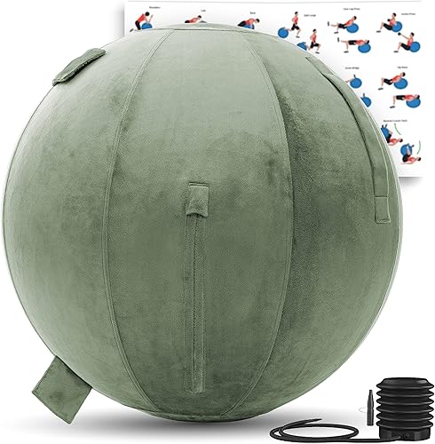 Miniatura 33 de Husband Pillow Pelota de ejercicio, cubierta con bomba para yoga, pilates, estabilidad de equilibrio de fitness, asiento de silla de pelota de