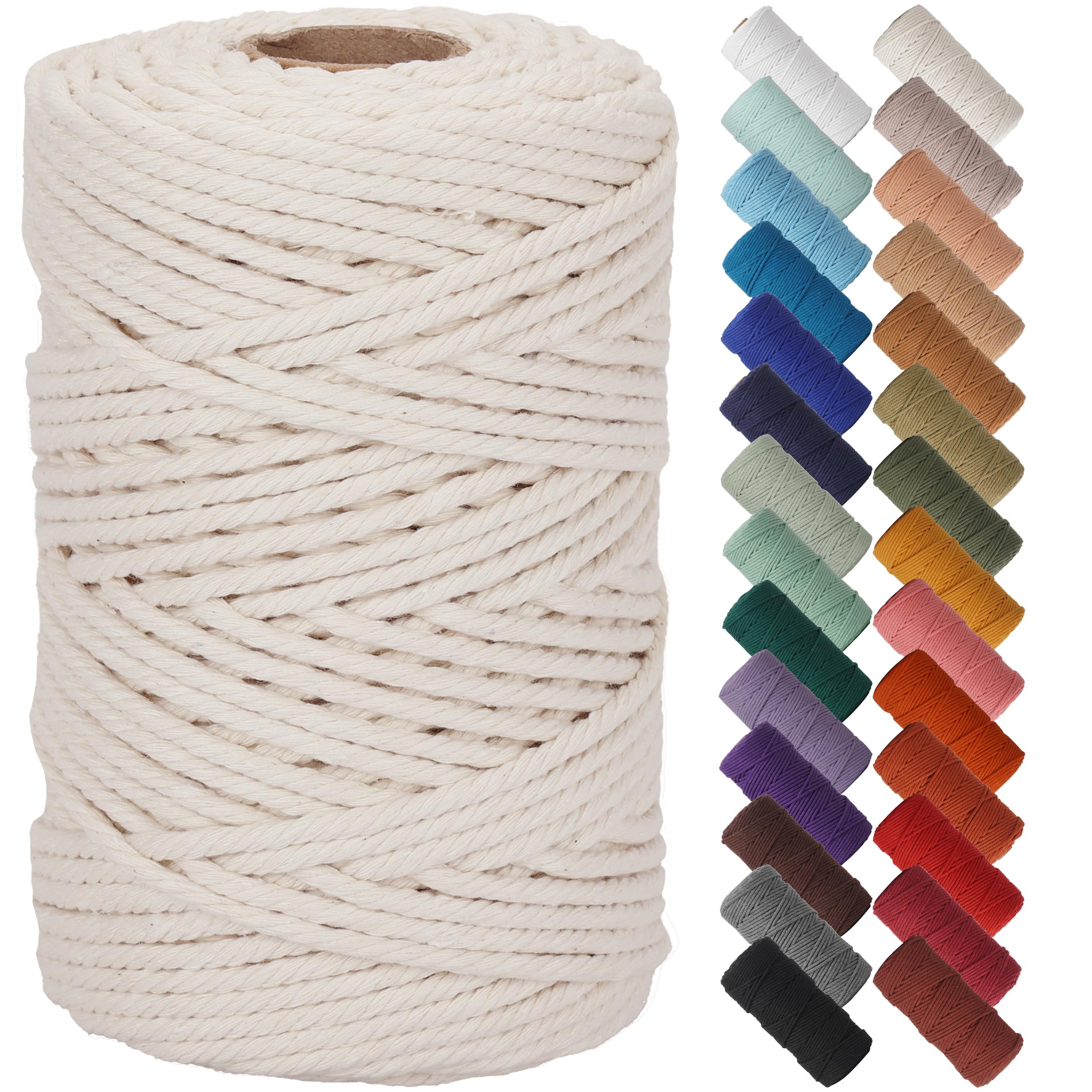 NOANTA Natural Macrame Cord 6mm x 109Yards, Beige Macrame Rope, Cotton Cord for Wall Hanging, Plant Hangers, Christmas Crafts, Knitting