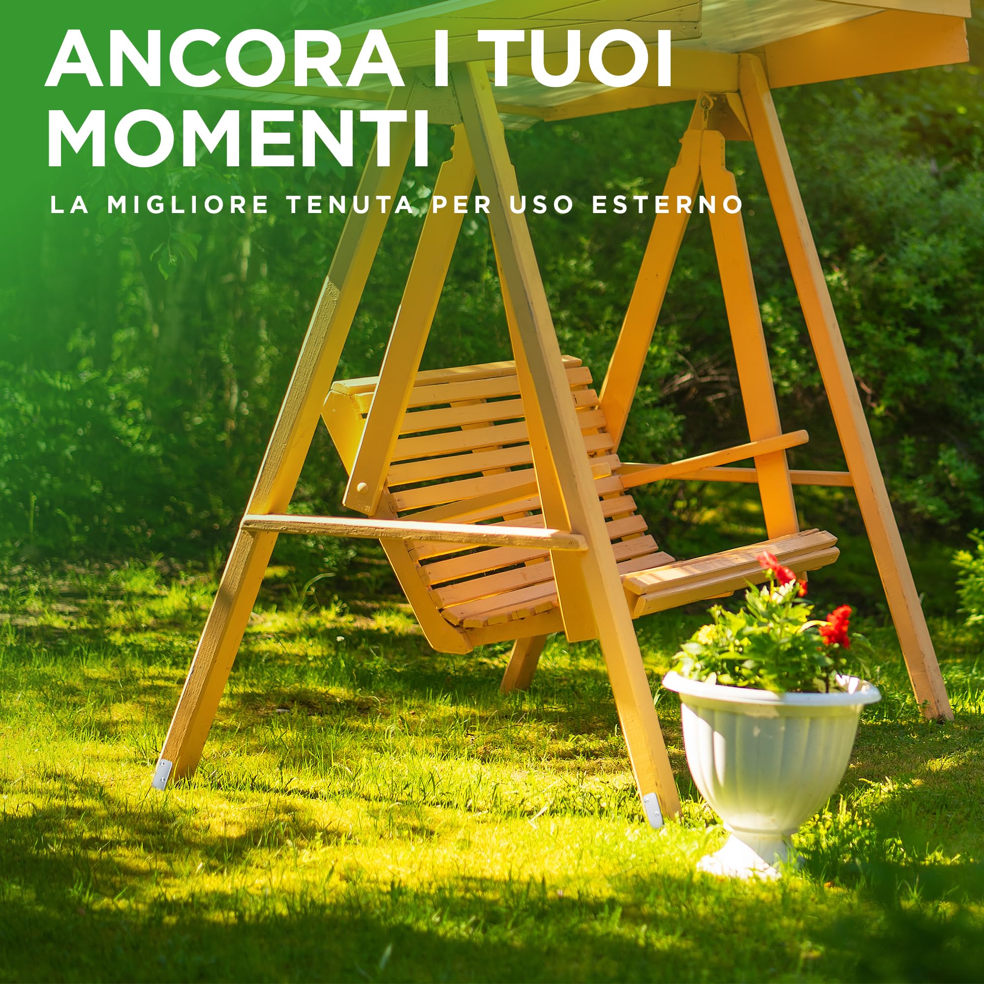 Set di 4 Supporti a L per Ancoraggio a Terra per Altalene | 50 cm in Acciaio Zincato a Caldo | Ideale per Altalene e Giardino | Include Viti, Guanti, Blocco di Legno ed eBook