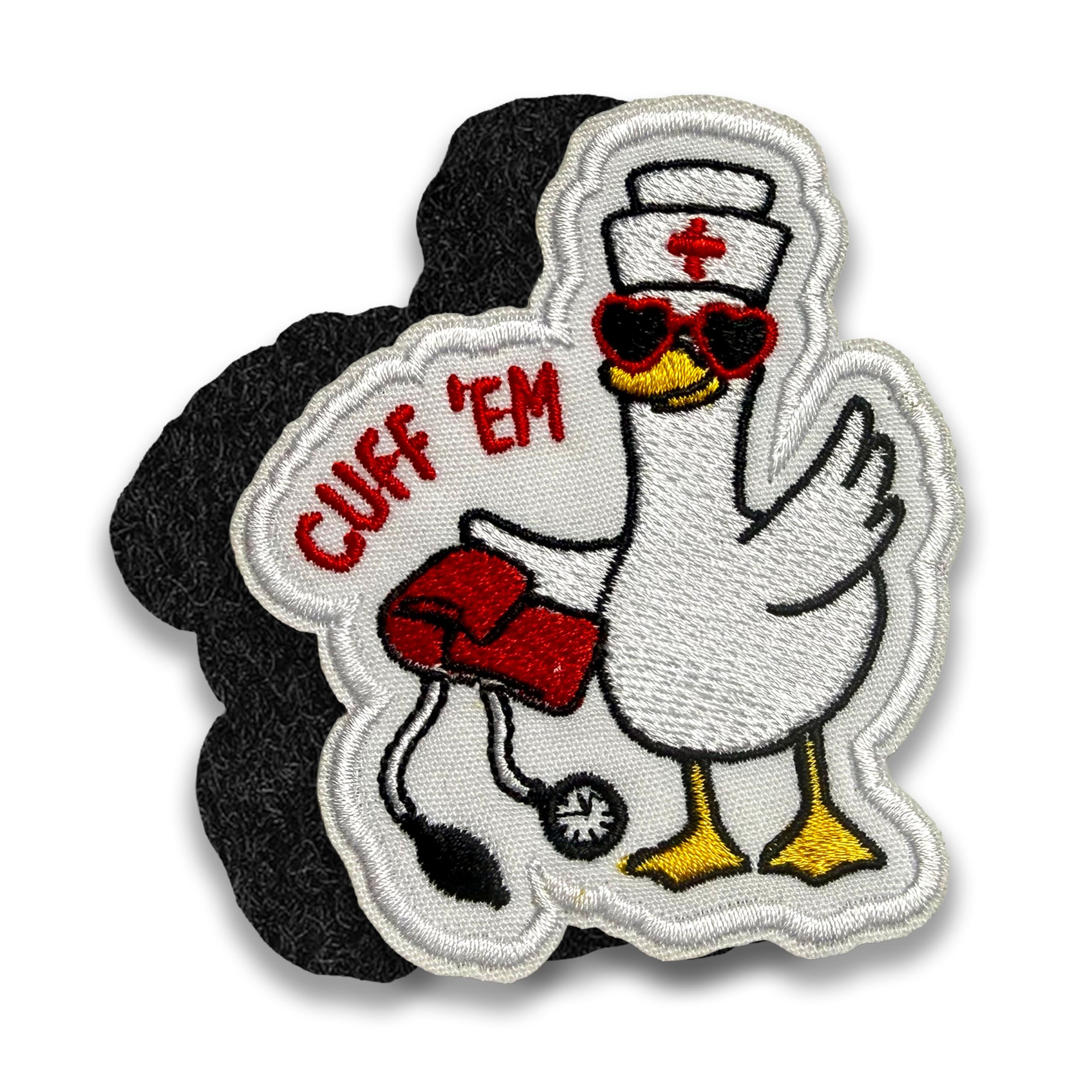 Cuff 'Em Morale Patch Goose Meme Stethoscope Nurse, RN Doctor, Healthcare, Embroidered Hook and Loop Patch for Military Style Gear 3 Inches for Backpack Vest Hat Dog Harness Gifts for Mom Dad