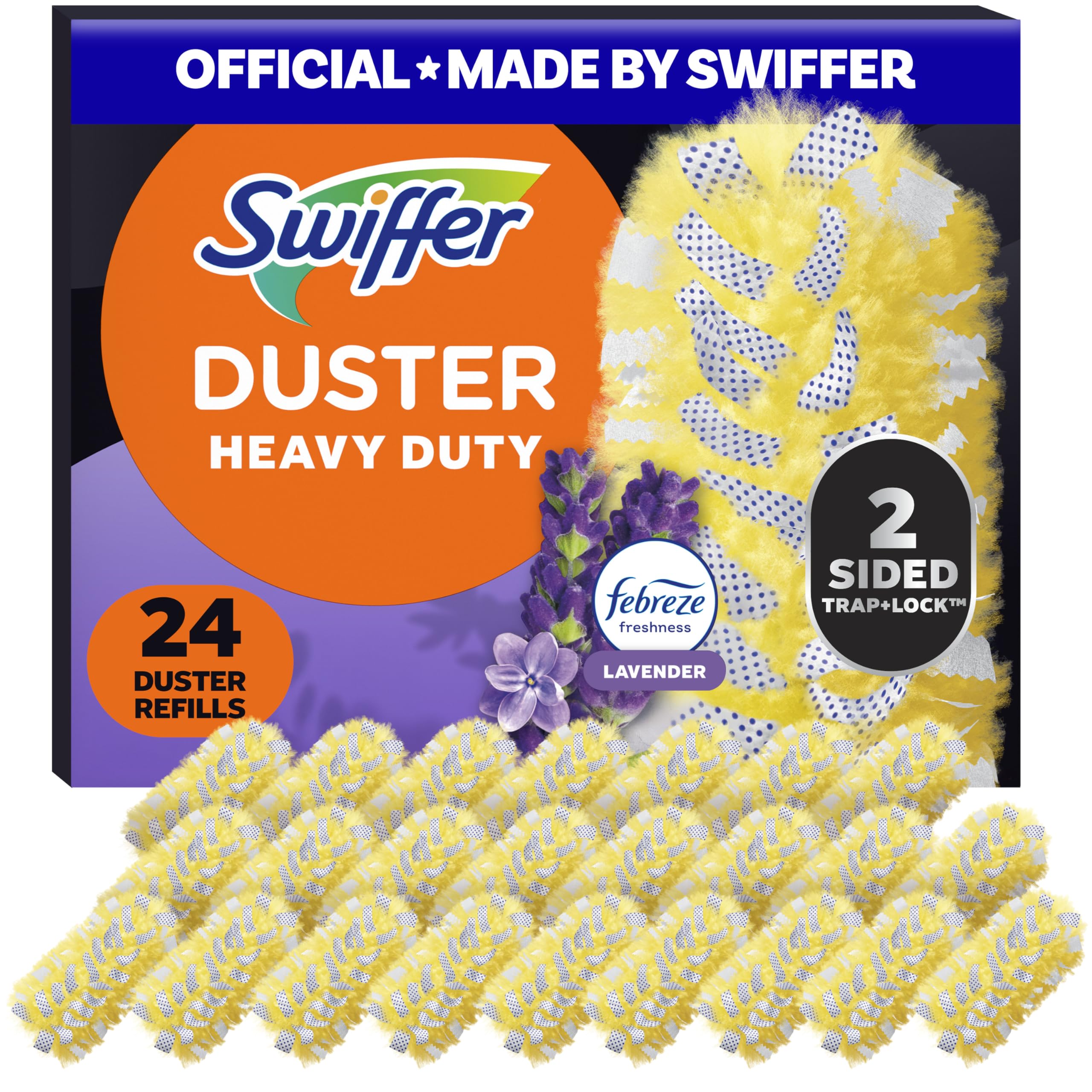Swiffer Dusters Heavy Duty Multi-Surface Duster Refills for Cleaning Lavender 24 Count 4 Packs of 6