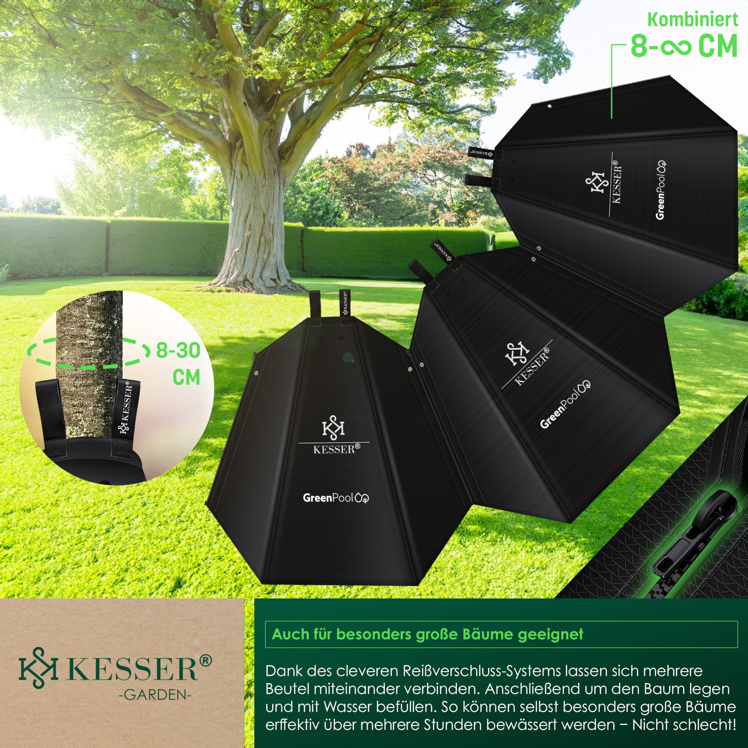 KESSER® Baum-Bewässerungssack 6er Set 75L Wassersack, Baumbewässerungsbeutel, PVC-Tasche langlebig & UV-beständig, Baumbeutel Garten Bewässerungssystem & gezielte Bewässerung von Bäumen, mit Schloss