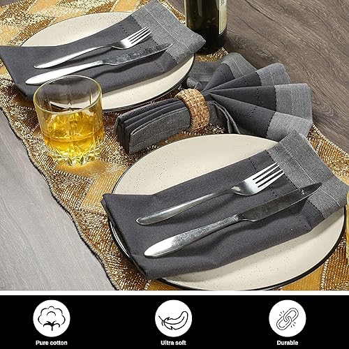 Miniatura 126 de Servilletas de lino y algodón de 18 x 18 pulgadas natural con vainica, servilletas de boda, servilletas de cóctel, servilletas de tela, servilletas