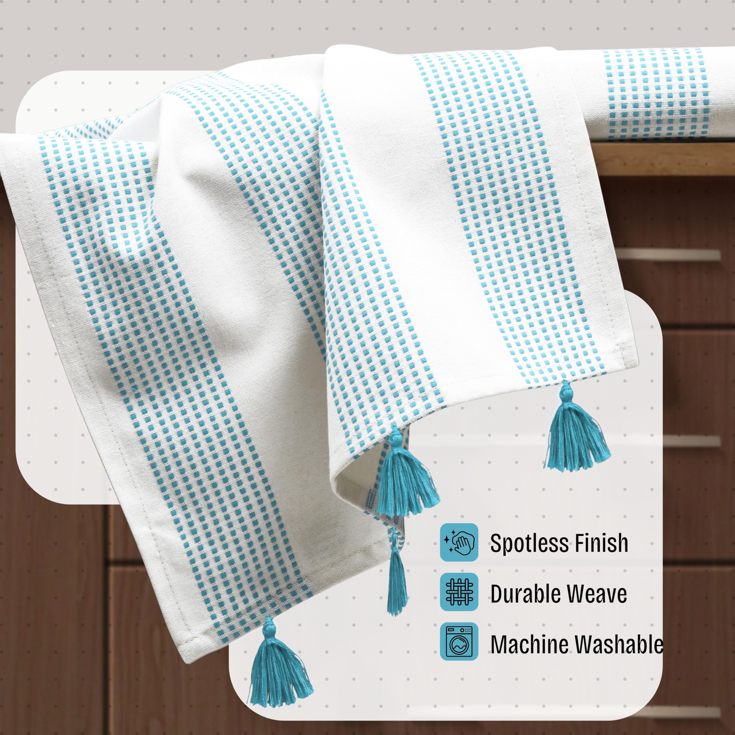 Strofinacci da cucina decorativi a pois, 40 x 66 cm, confezione da 12, super assorbenti, morbidi, in 100% cotone, con nappe, ad asciugatura rapida, per uso quotidiano e pulizia dei
