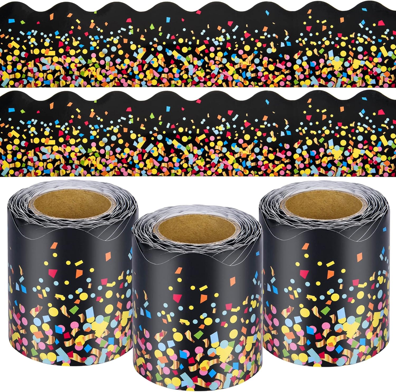99 Feet Confetti Bulletin Board Borders 3 Rolls Confetti