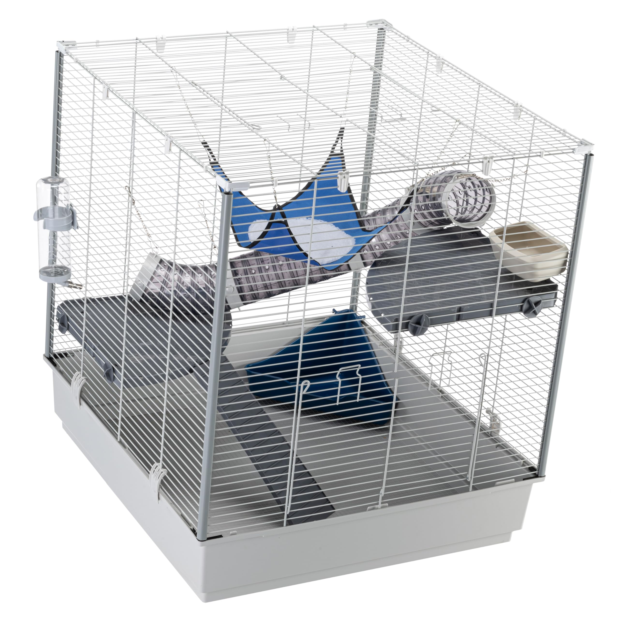 Ferplast Gabbia Roditori FURET XL per Furetti, Cincillà, in Metallo, Accessori Inclusi: Mangiatoia, Beverino, Toilette ad Angolo, Amaca, Ripiani, Scaletta, Set Tubi. 80x75xh86,5cm