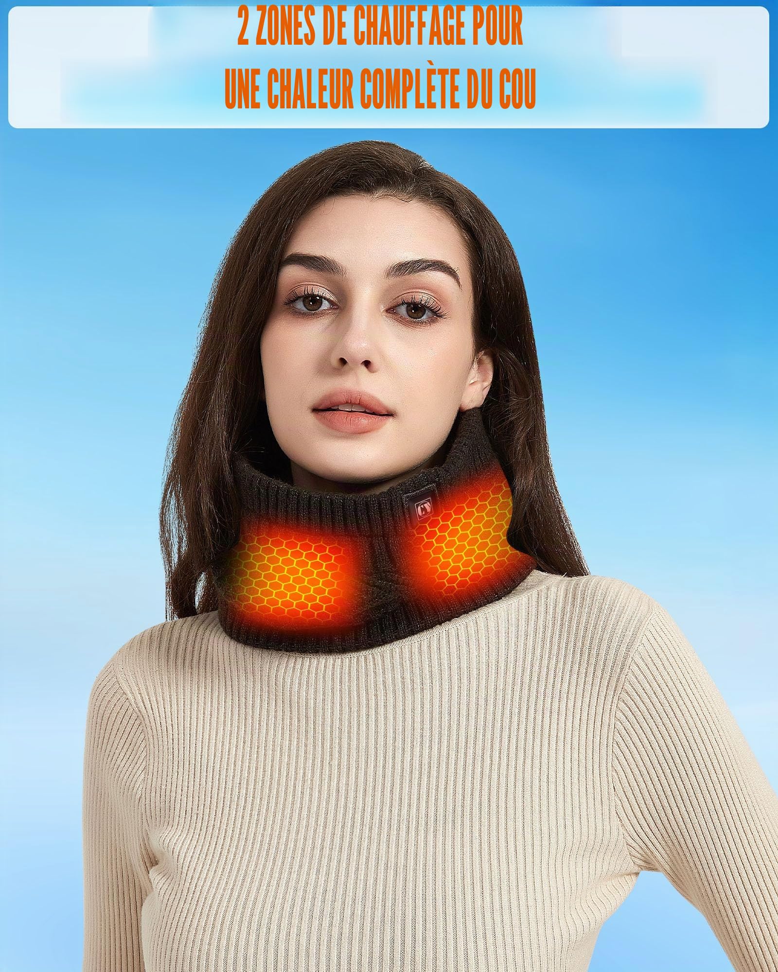 CYCYHEAT Chauffe-nuque chauffant - Écharpe électrique avec batterie externe de 4000 mAh - 3 niveaux de chauffage - Pour homme et femme - Idéal pour la chasse, la pêche, le camping, la randonnée