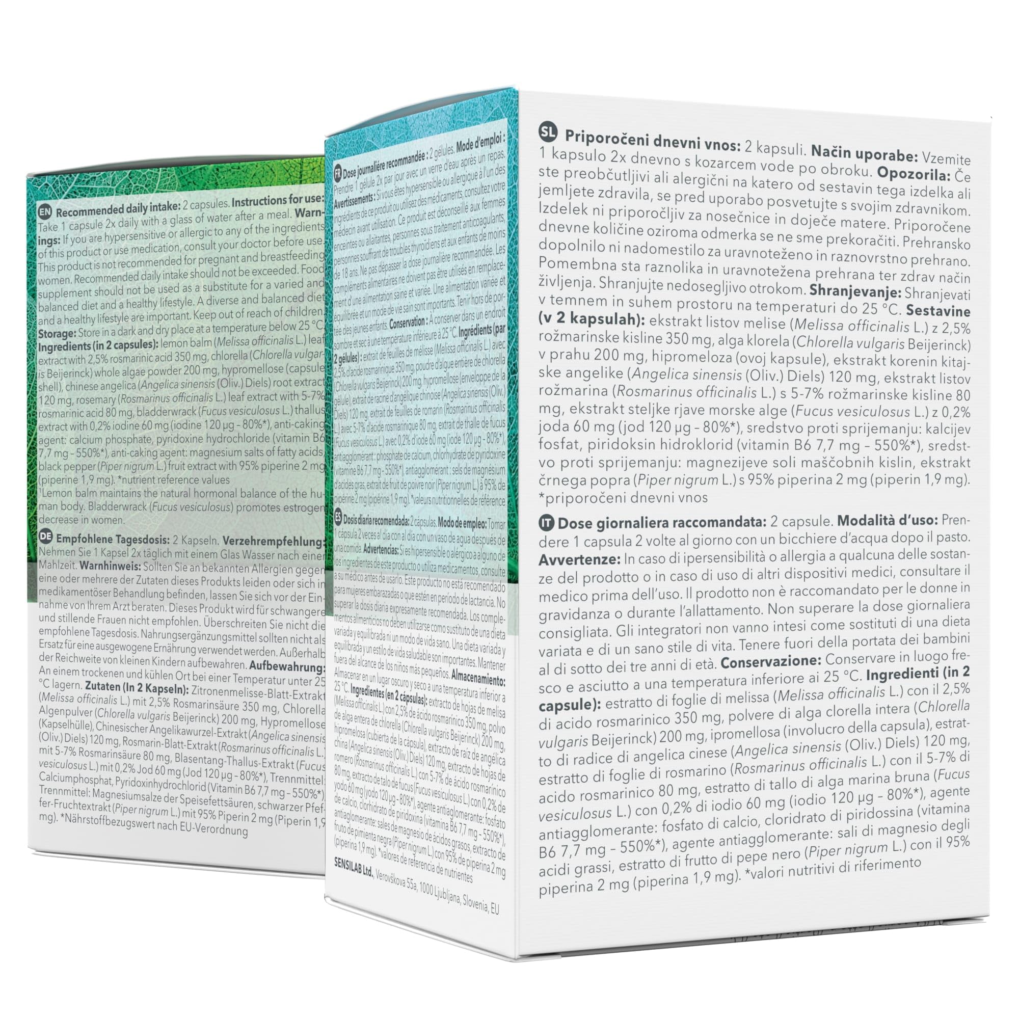 Sensilab Estrolux - Équilibre Hormonal Femme, 120 Gélules | Iode, Chlorella, Mélisse, Algues Brunes, la Vitamine B6 contribue à réguler l'Activité Hormonale