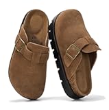 100&percnt; Genuine Leather Platform Clogs for Women Footwear - Memory Foam Arch Support Cork Footbed Casual Shoes & Mules for Women 2025 &lpar;Benton Chunky&rpar;
