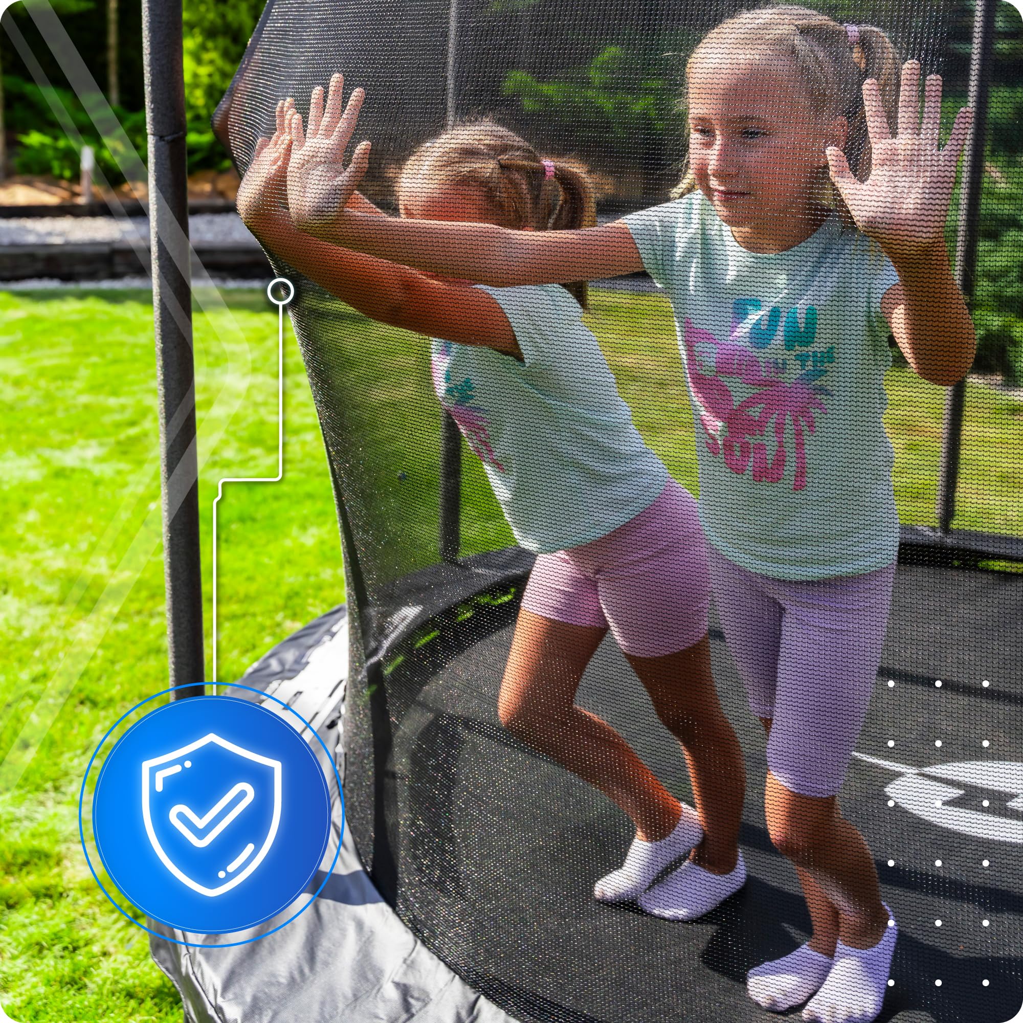 THUNDER Gartentrampolin Outdoor mit Sicherheitsnetz & Leiter – Stabil & Wetterfest für Garten & Freizeit