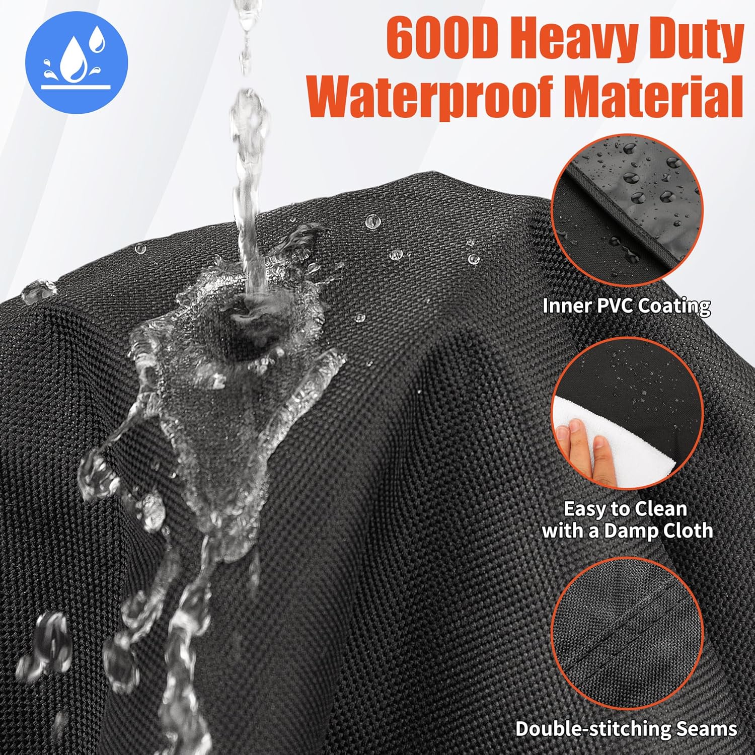 iCOVER Grill Cover 82 inch, BBQ Grill Cover for Outdoor Grill, 600D Heavy Duty Waterproof BBQ Cover, Anti-UV Barbecue Cover, Large Barbecue Gas Grill Cover for Weber, Char-Broil, Nexgrill, etc