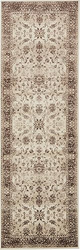 Unique Loom Rushmore Collection - Alfombra de área texturizada tono sobre tono blanco con diseño tradicional clásico (3 pies x 9 pies 10 pies, color