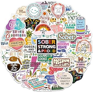 200 PCS Sober Stickers, Positive Sobriety Stickers for Women Men Adults Teens, Vinyl Sober Decals for Laptop Water Bottle Planner Luggage