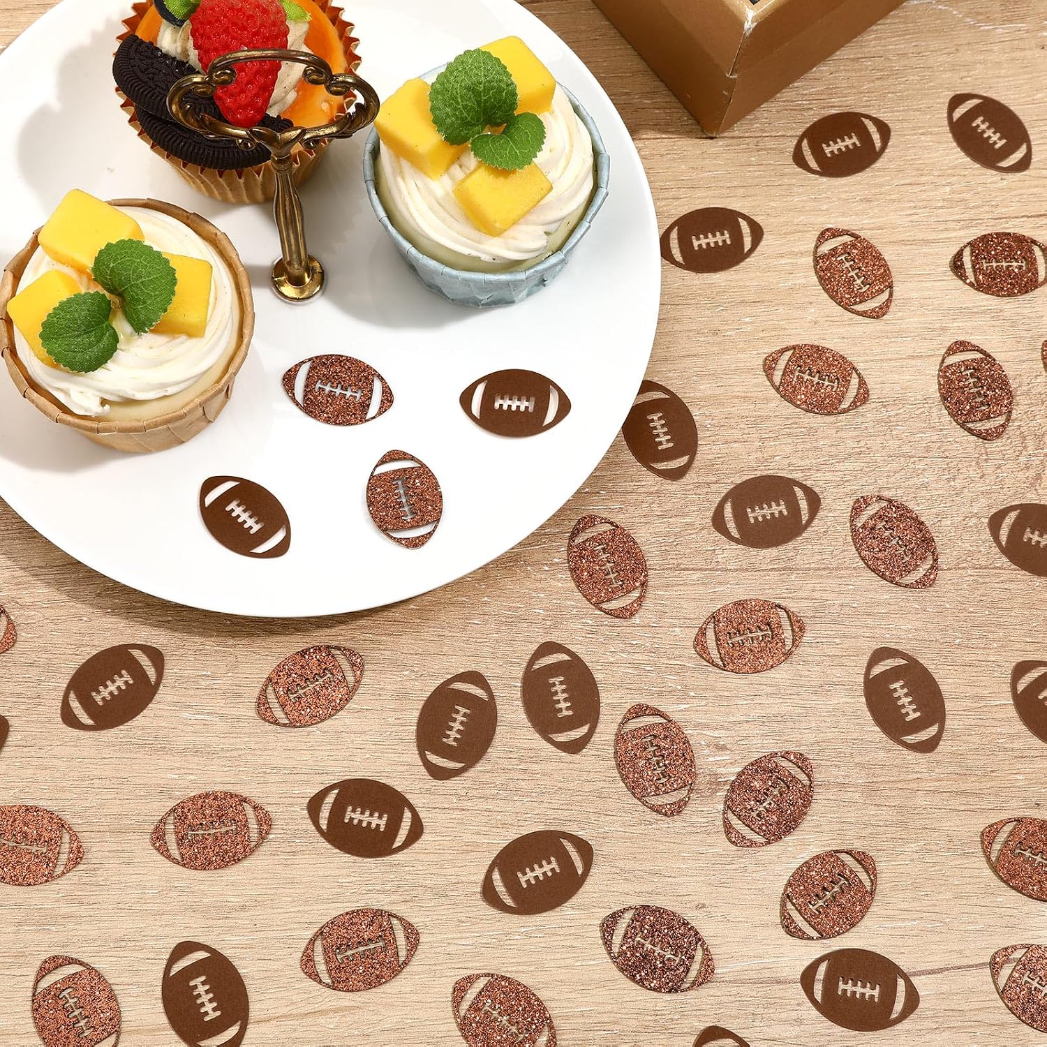MARFOREVER 200 PCS Football Confetti for Table | Football Glitter Table Scatter Sprinkles, for Football Table Decorations Football Baby Shower Birthday Party Supplies Decor