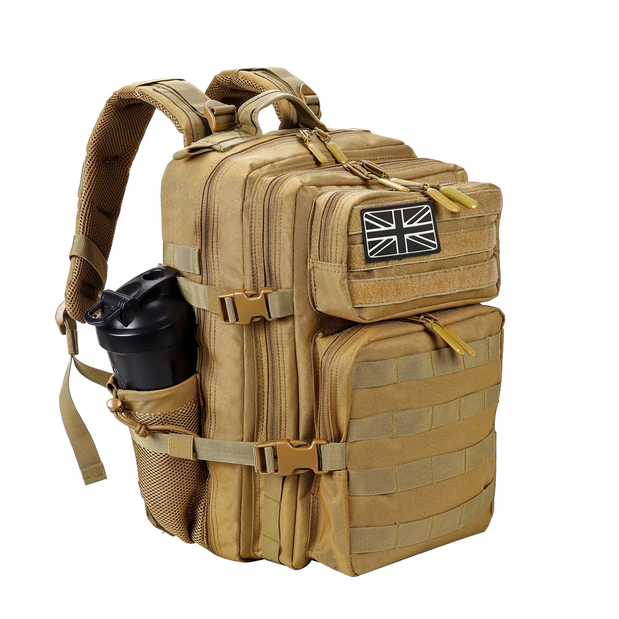 LHI Tactical Military Backpack for Men and Women 35L Army Assault Pack Bag Small Rucksack with Bottle Holder - Khaki โ image 1