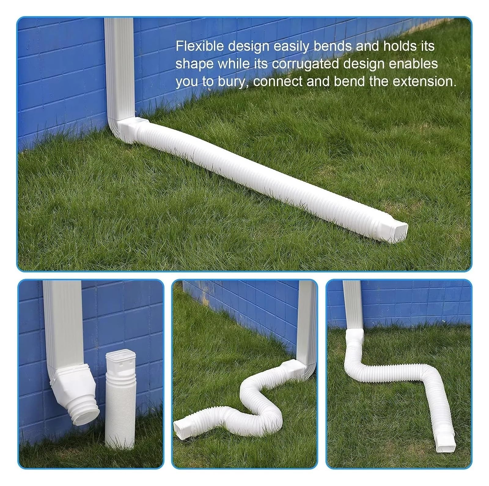 ExtensióN De CanalóN White-2pack Extensiones de bajante de canalón de lluvia Extensor de bajante de drenaje flexible Extensor de drenaje de bajante Conector de canalón
