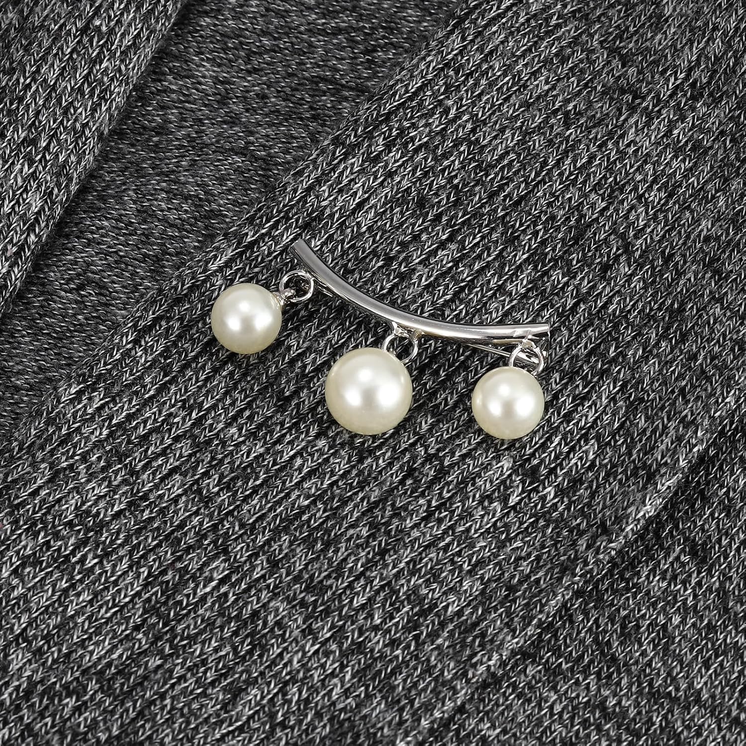 PATIKIL Artificial Pearl Brooch Pins, 5Pcs Fashion Brooch Safety Pins Clips for Women Sweater Shawl Dress Clothing Decoration Accessories, Silver Silver Tone