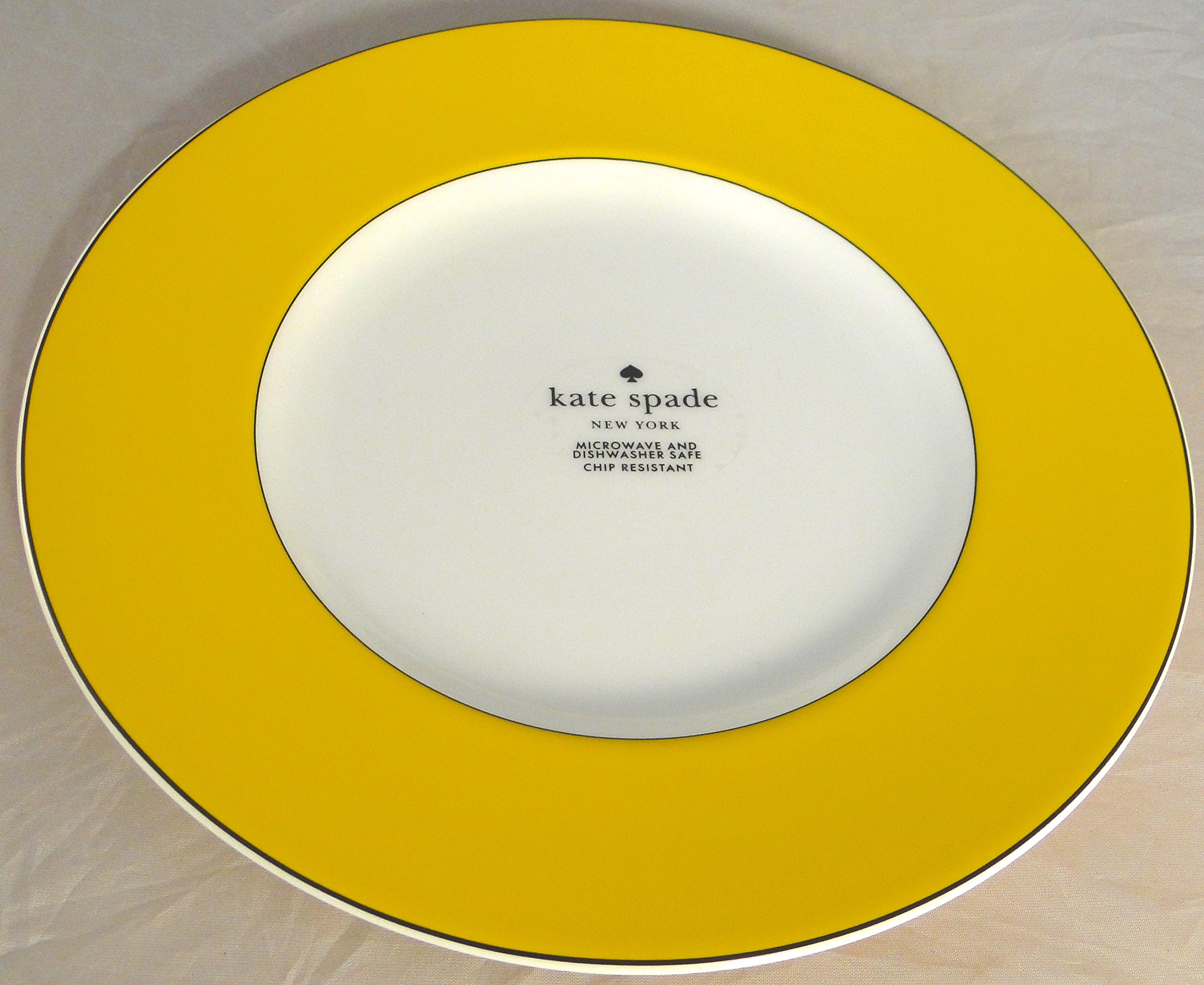 4-Piece Kate Spade Lenox Rutherford Circle Yellow Pattern Dinner & Salad Plate, Bowl & Tea/Coffee Cup Set