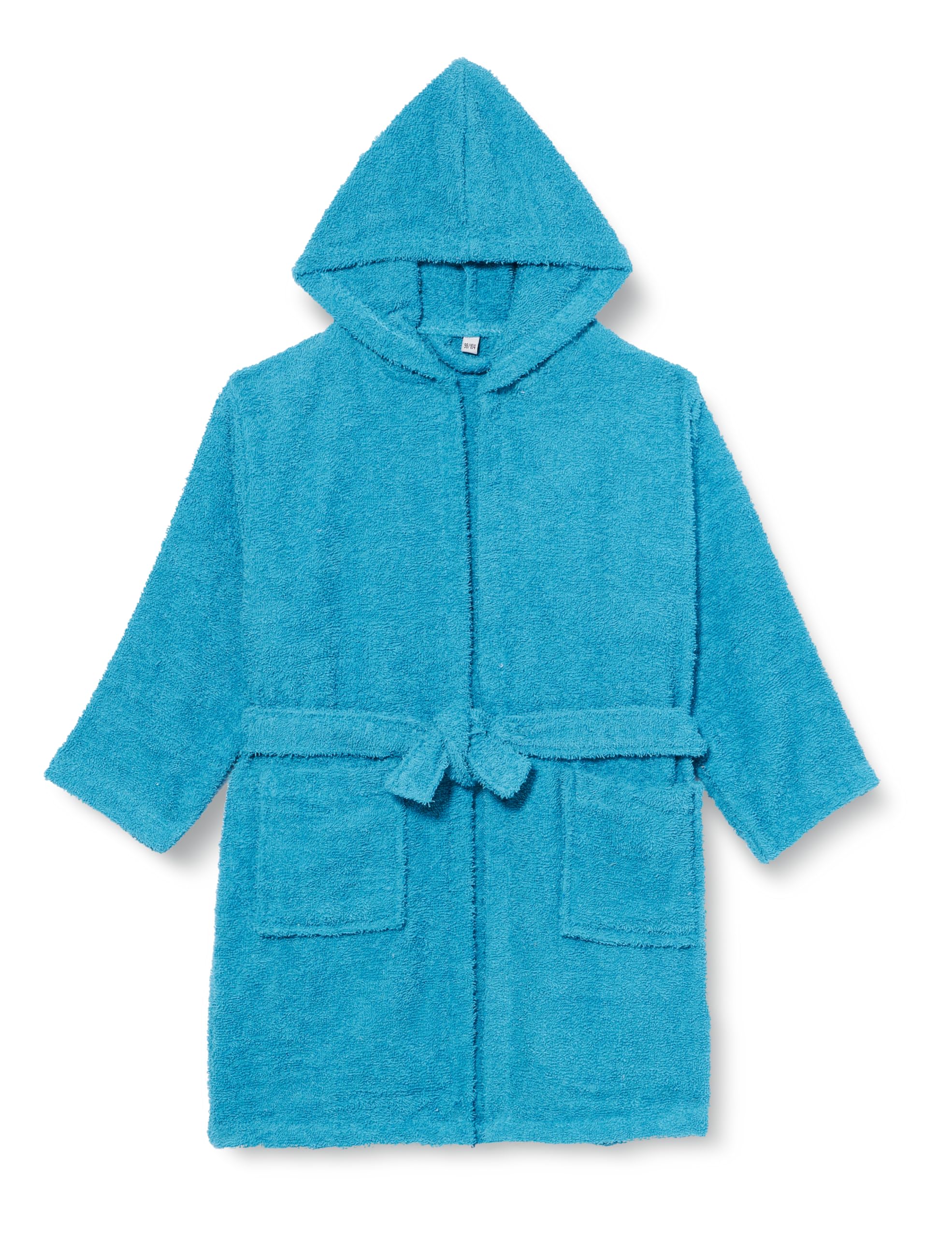 Playshoes Unisex Kinder Frottee-Bademantel Morgenmantel, türkis, 110/116