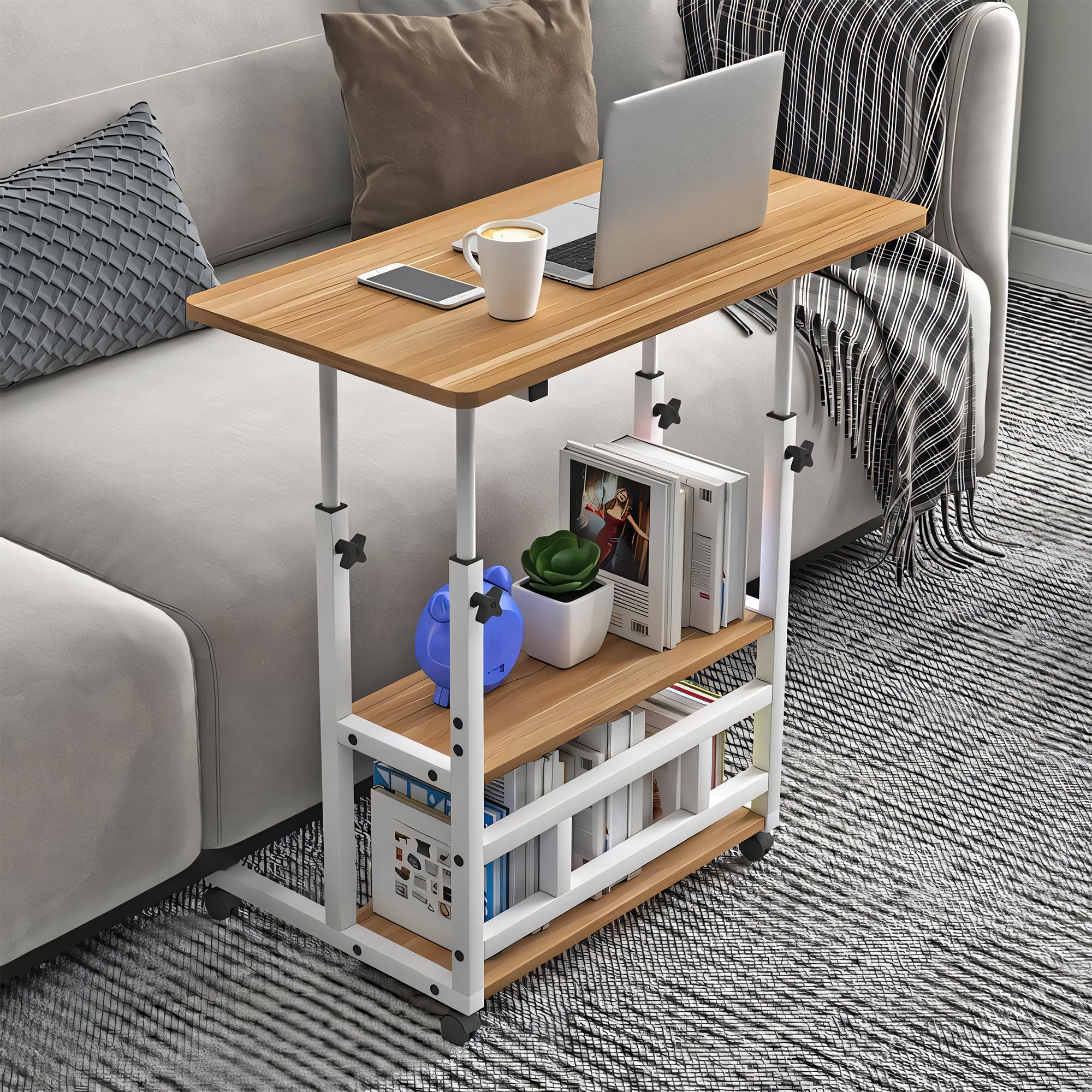 SAVYA HOME Manual Height Adjustable Study Table for Adults, Students, Kids | Portable Table, Computer Table, Breakfast Table | Office Table for Work from Home, Bed Study Table | 80 * 40 cm, Walnut,1 (B0CFXZ12TD) Amazon Price History, Amazon Price Tracker