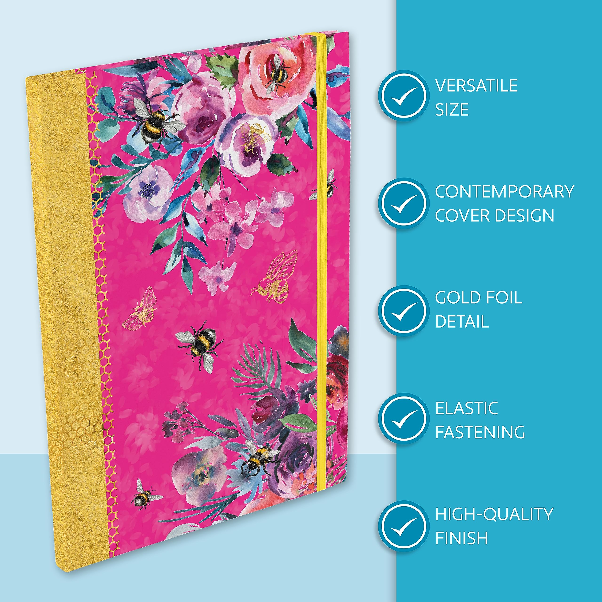 Queen Bee A4 Notebook, Ruled Journal with Elastic Closure, Flexi Cover - Image 2