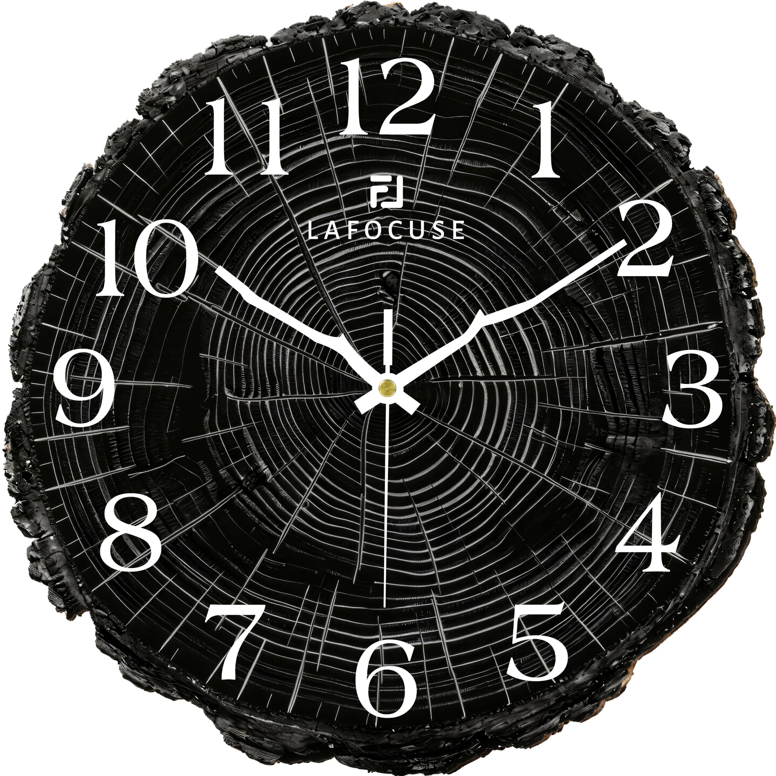 Lafocuse 12 Inch Black Wooden Rustic Wall Clock for Living Room Kitchen