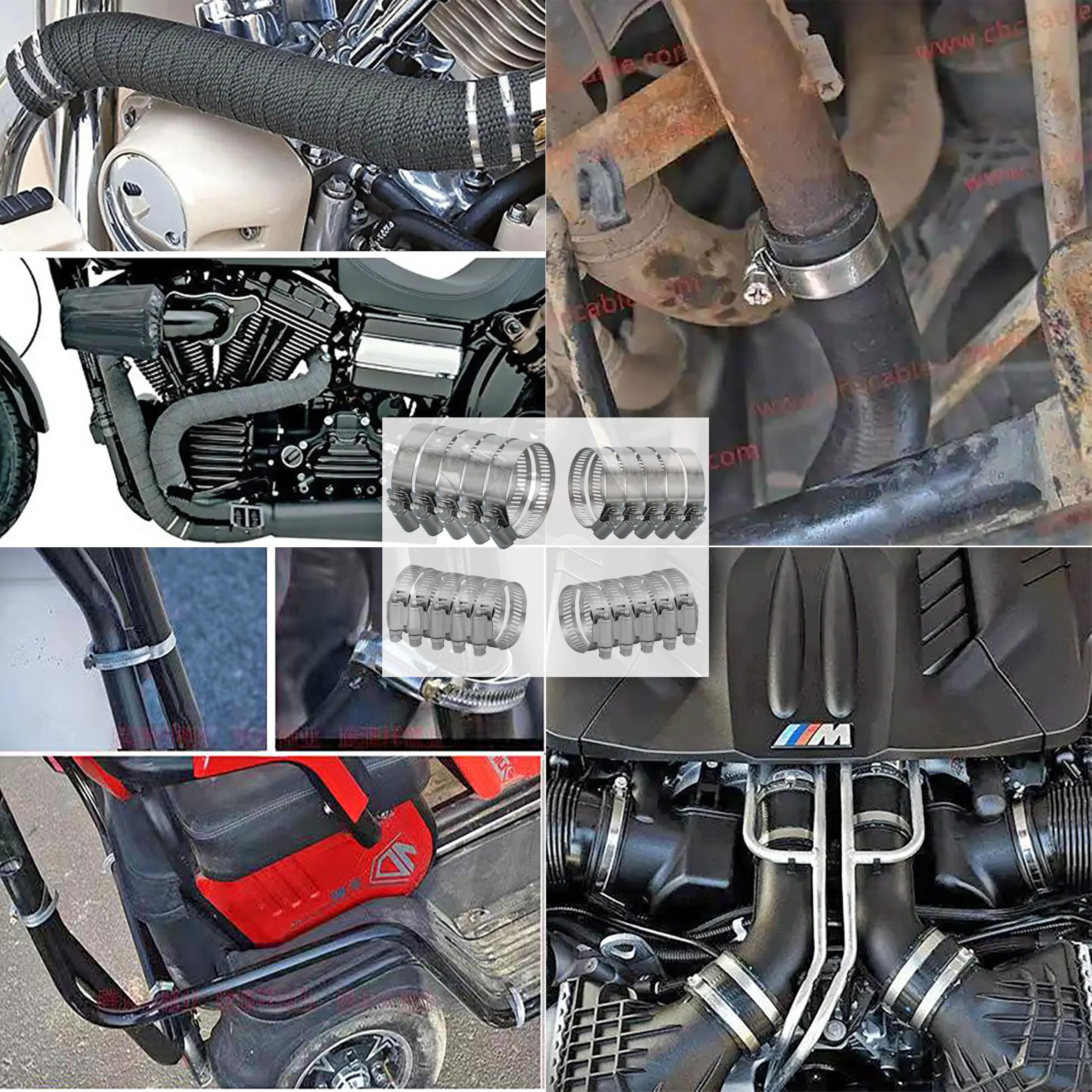 Assorted Jubilee Clips Set, 8 Piece 21-38mm Hose & Pipe Clamps, Adjustable Worm Drive Tube Joining Clamp - Image 4