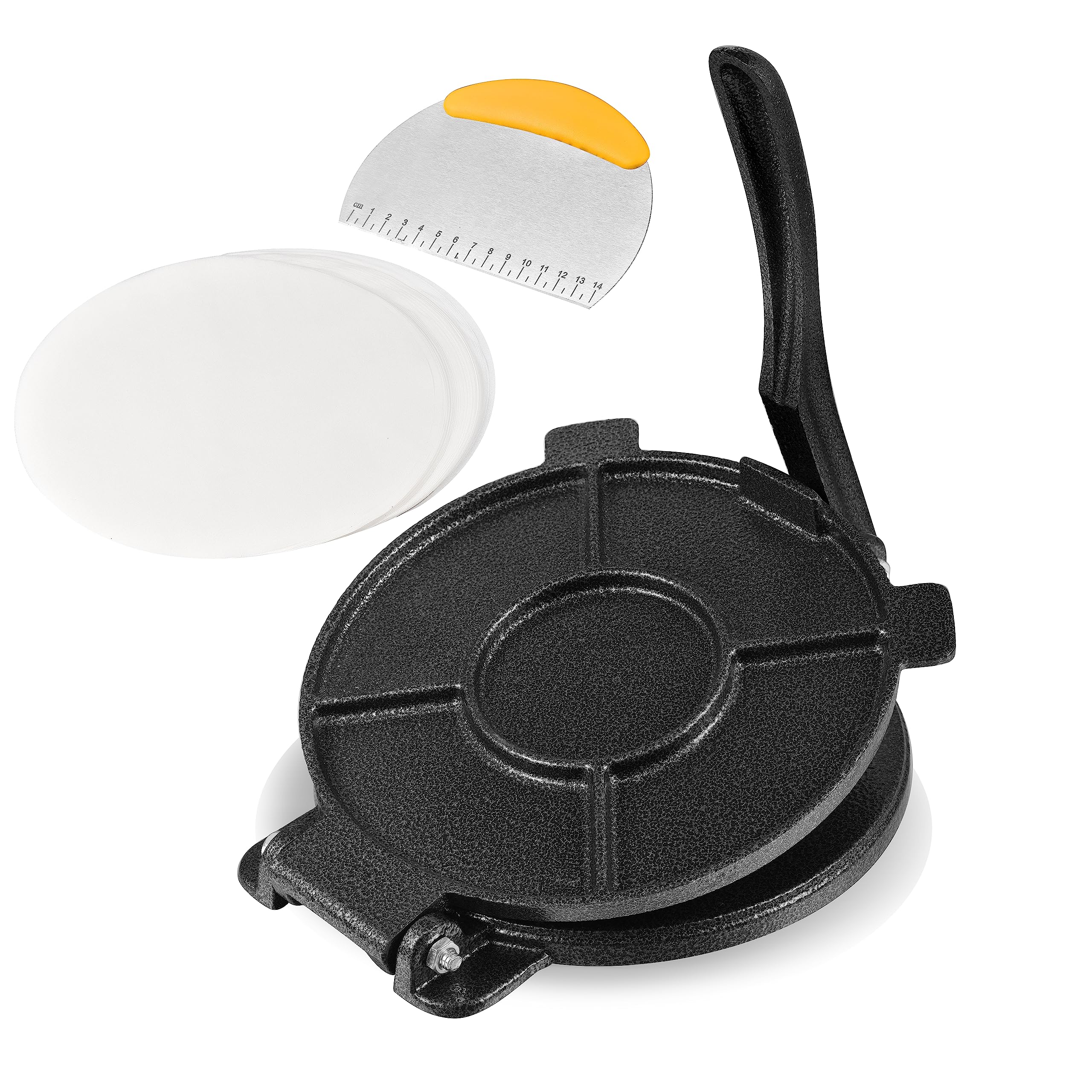 Victoria Tortilla Press Mexicaanse, Gietijzer 16,5 cm Professionele Colombiaanse Tortilla Press voor het maken van Taco's, Arepas, Quesadillas, Empanadas, Patacones, Roti Maker