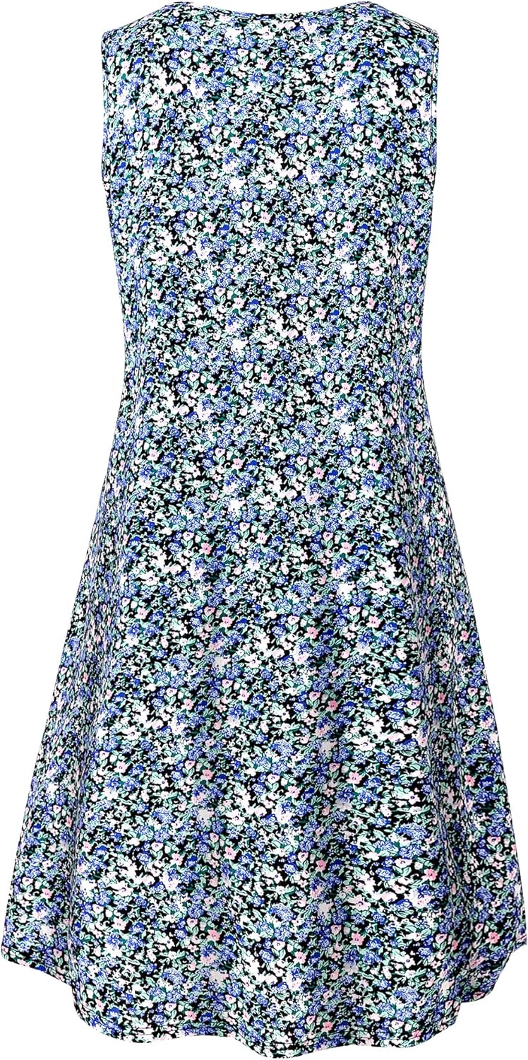 Ivicoer Women's Summer Beach Dresses V-Neck Floral Printed Tank Swing Dress Plus Size with Pocket(L-5XL) - Image 2