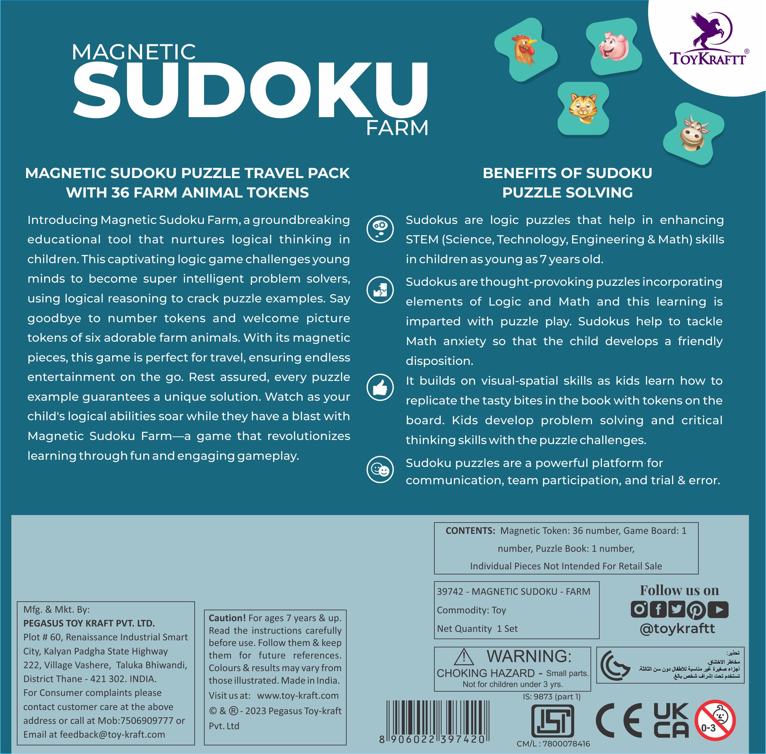 PELIKAS TOYZ Sudoku Puzzles Mind Games for Kids, Travel Toys for Kids 7 to 12 Years Old, Gift for Boys Girls, Magnalogix Sudoku Farm - Image 5 thumbnail