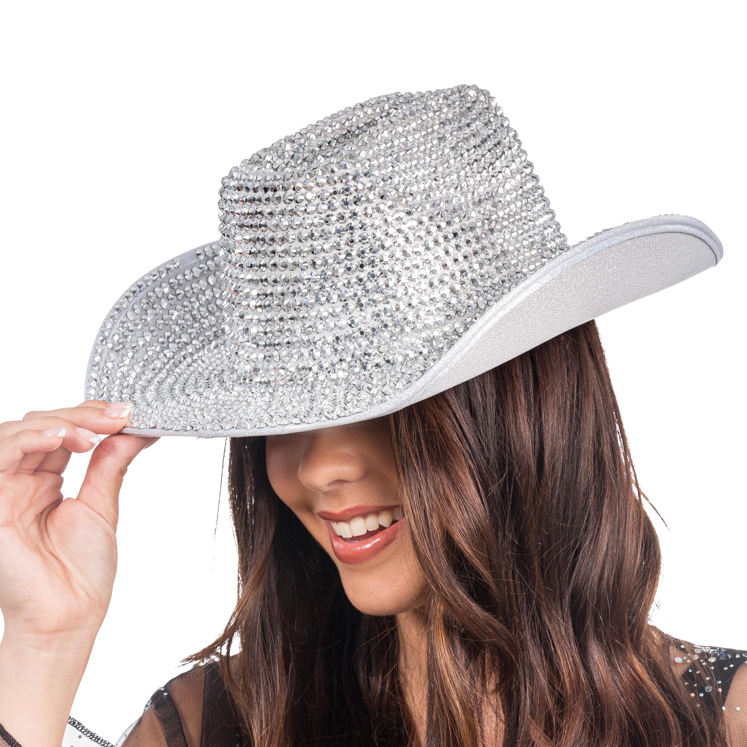 Chaks - Cowboyhut mit Strasssteinen, Westernhut, Rodeo Hut für Karneval, Festival & Junggesellinnenabschiede