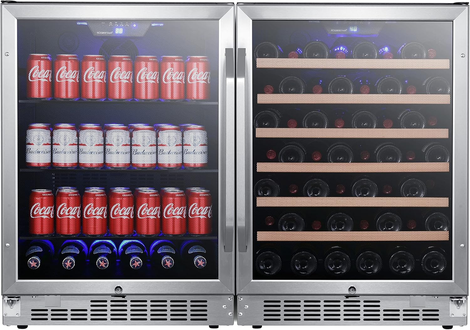 EdgeStar CWBV14253 48 Inch Wide 53 Bottle 148 Can Built-In Side-by-Side Wine and Beverage Center