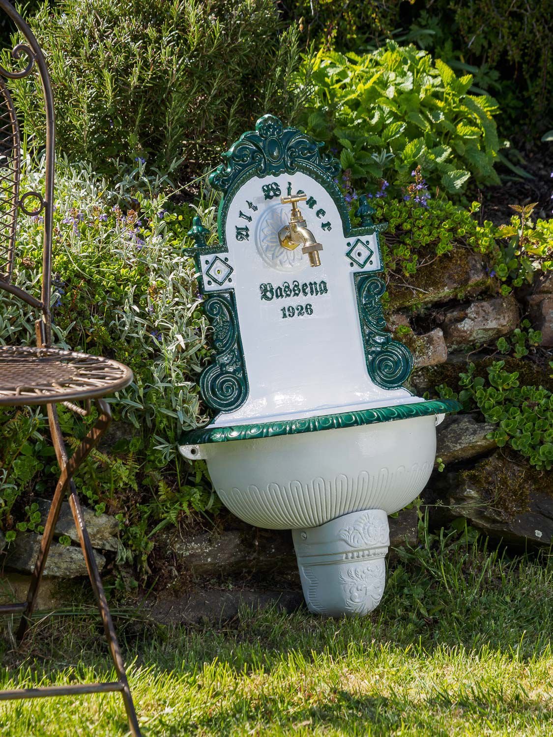 aubaho Lavandino Fontana Alluminio fontane a Muro 72 Centimetri in nostalgico Fontana