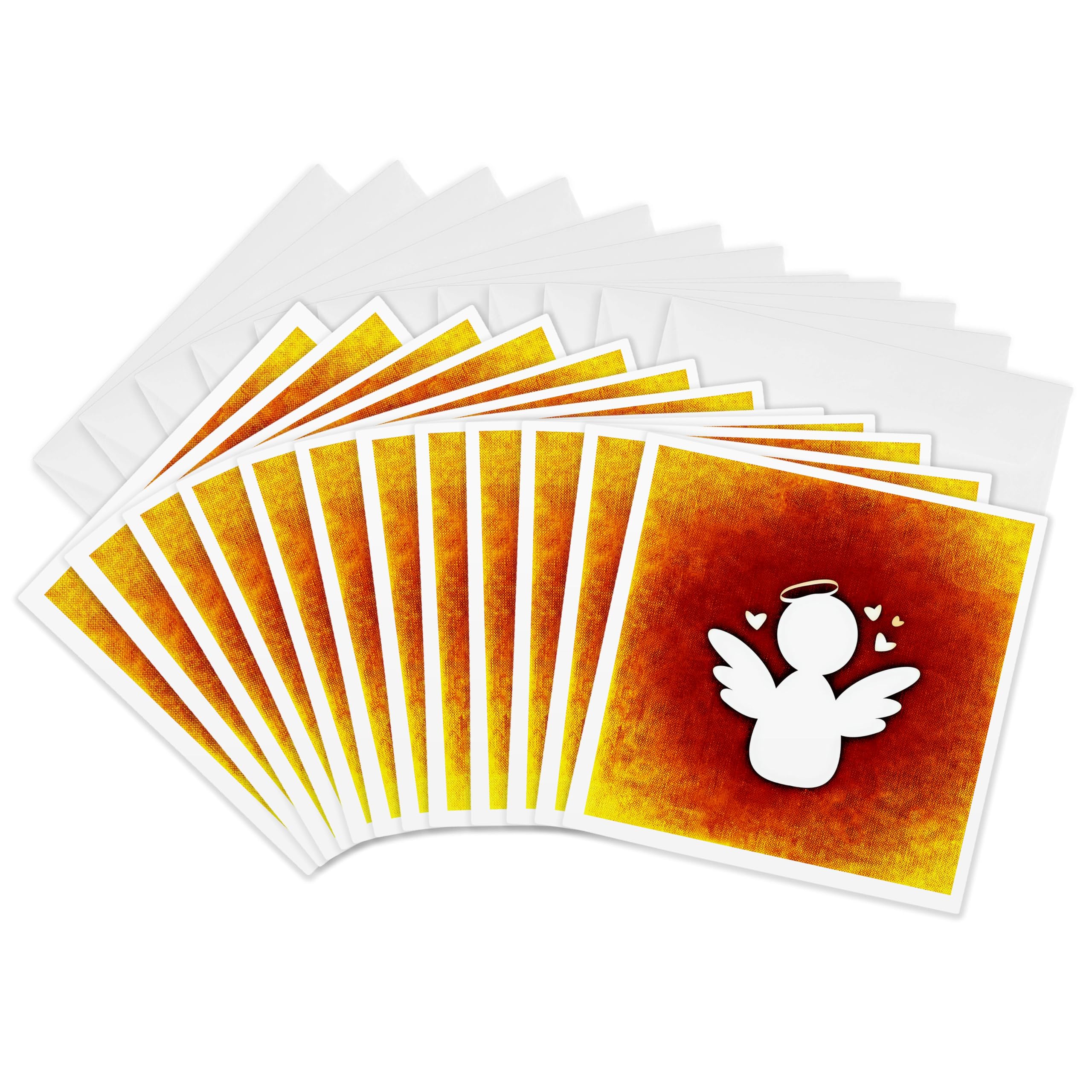3dRose gc_236808_2 6 x 6-Inch "Angel of Love with Orange Background" Greeting Card (Set of 12)