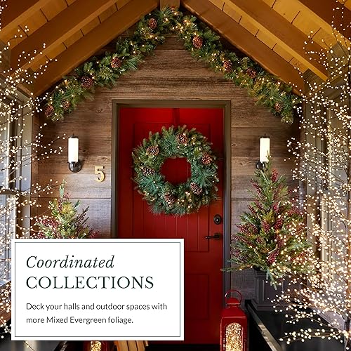 Miniatura 7 de Balsam Hill Mixed Evergreen Christmas Garland - Traditional Greenery Garland with Battery-Operated LED Clear Lights Available in Multiple Sets for