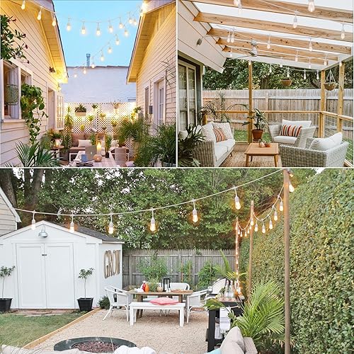 Miniatura 6 de Mlambert Luces de Cadena para Exteriores de Cable Blanco de 96 Pies con 30+3 Bombillas LED de Plástico, Regulables Impermeables Irrompibles
