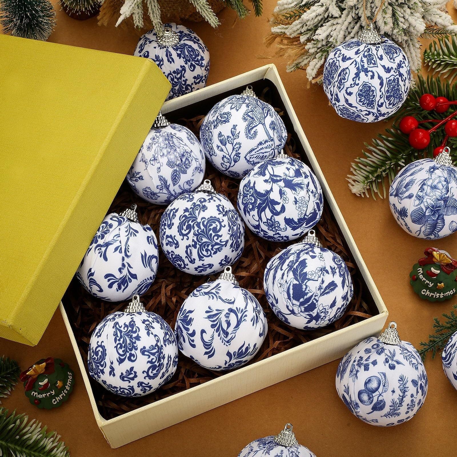 Gresorth 10 stuks blauwe kerstballen kerstdecoraties blauwe en